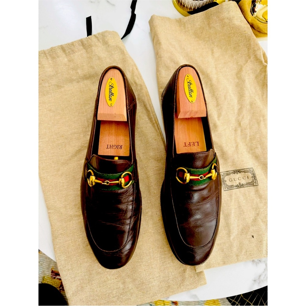 Gucci brixton flats brown
